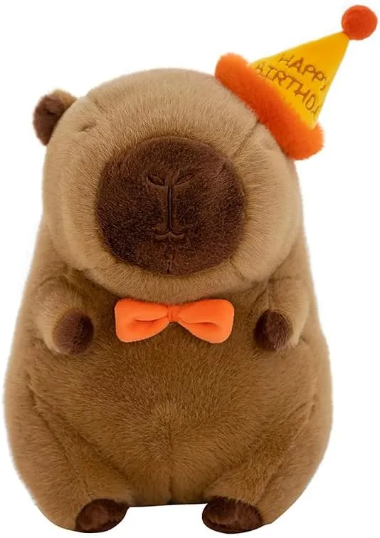 Capybara Stuffed Animal, Cute Capybara Plush Toy Birthday Christmas Valentine’s Day Gift for Kids Girlfriend (12Inch-Hat)