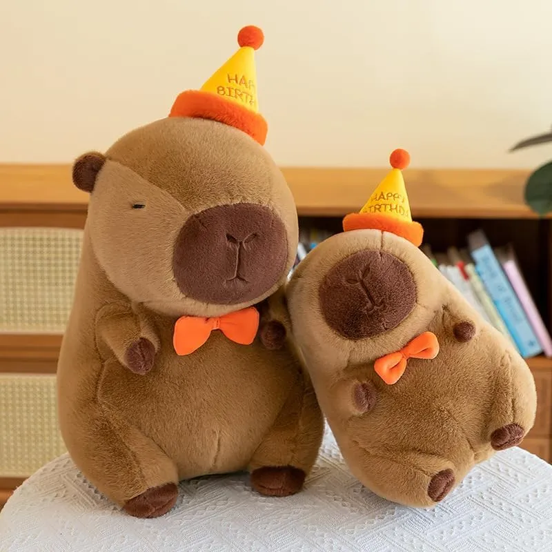 Capybara Stuffed Animal, Cute Capybara Plush Toy Birthday Christmas Valentine’s Day Gift for Kids Girlfriend (12Inch-Hat)