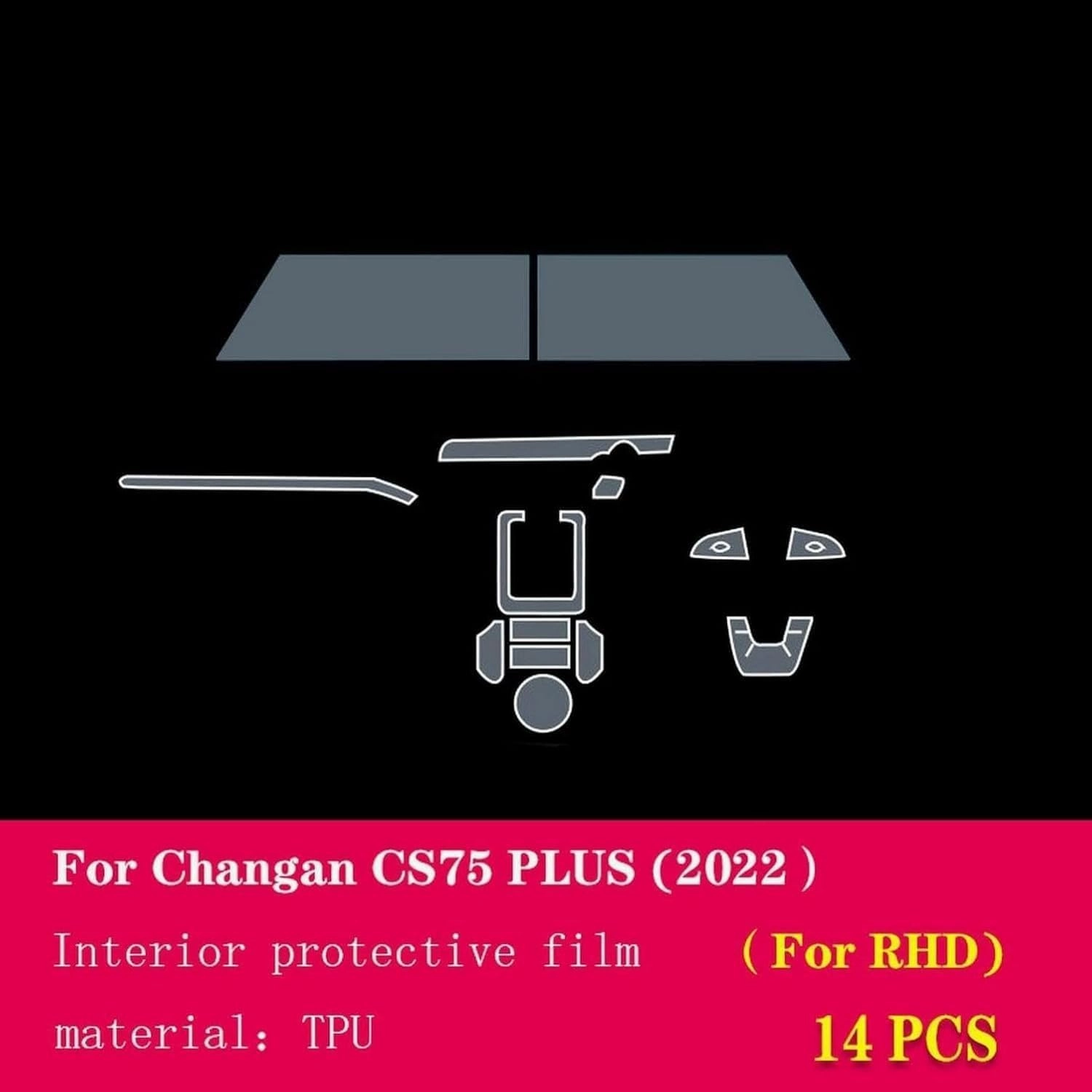 Car Interior Center Console Anti-Scratch TPU Transparent Protective Film Shift Position Piano Board Film,for Changan CS75 Plus 2022-2023