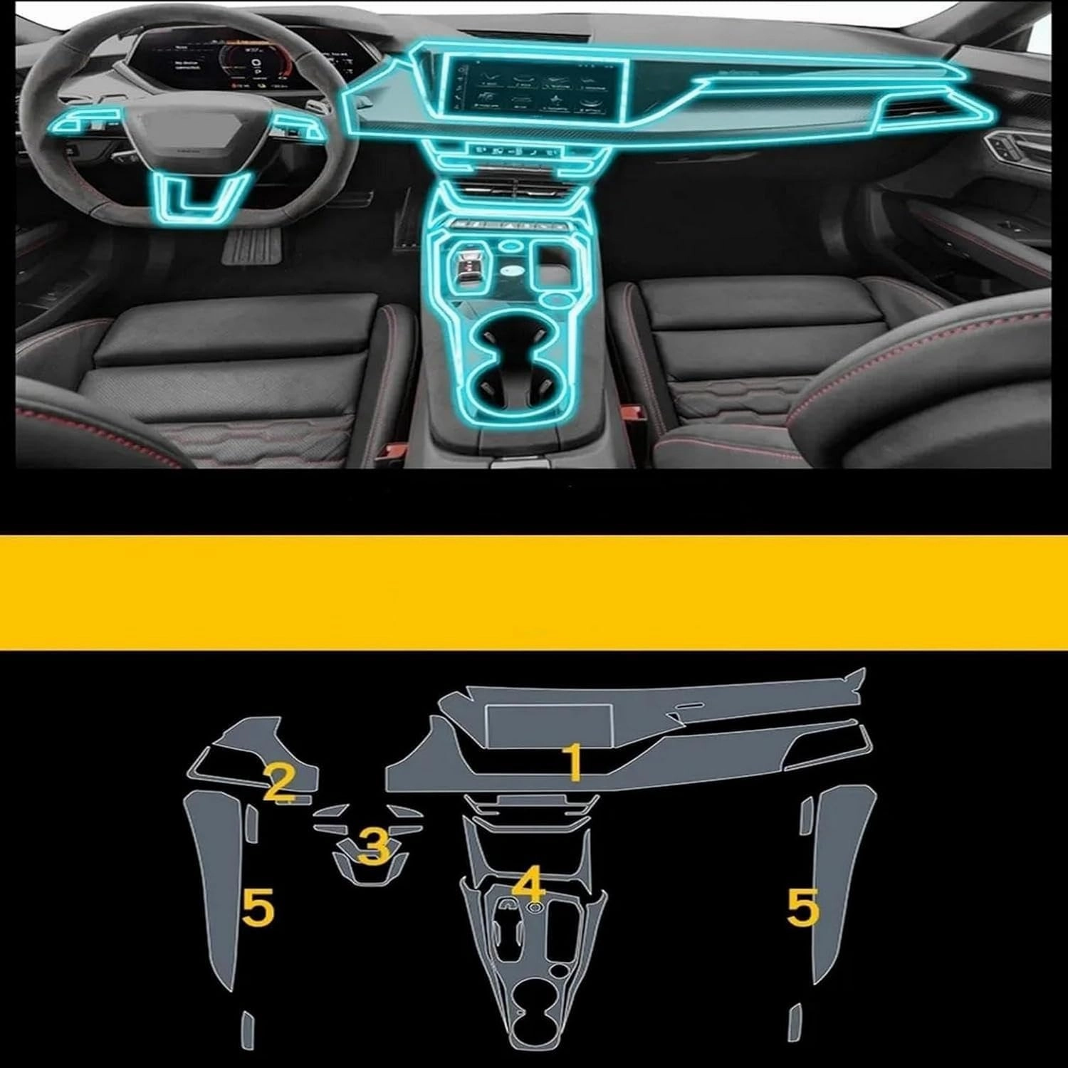 Car Interior Center Console Anti-Scratch TPU Transparent Protective Film Shift Position Piano,for Audi RS e-tron GT 2021-2023