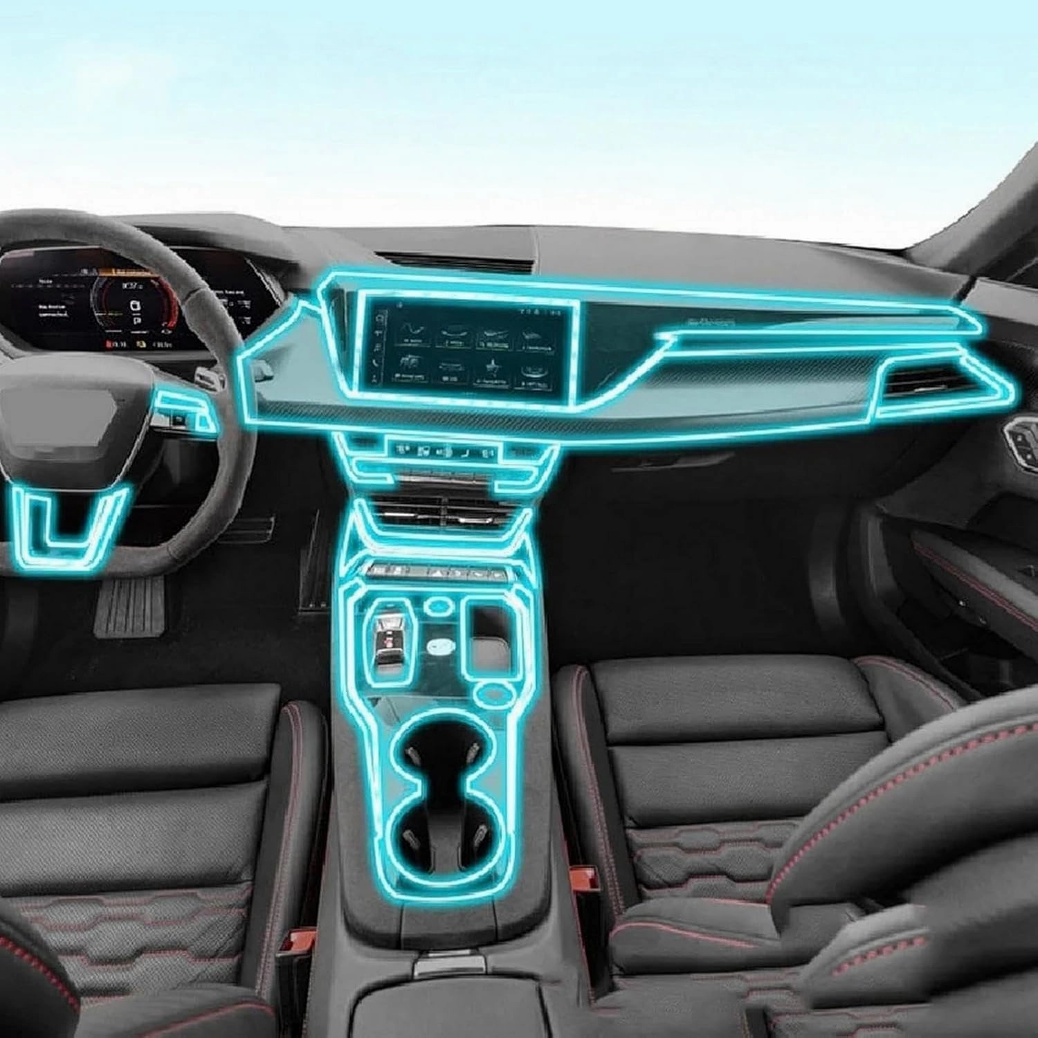 Car Interior Center Console Anti-Scratch TPU Transparent Protective Film Shift Position Piano,for Audi RS e-tron GT 2021-2023