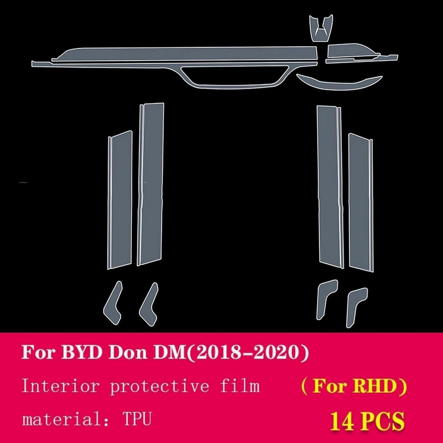 Car Interior Center Console Anti-Scratch TPU Transparent Protective Film Shift Position Piano,for BYD Don DM 2018-2020