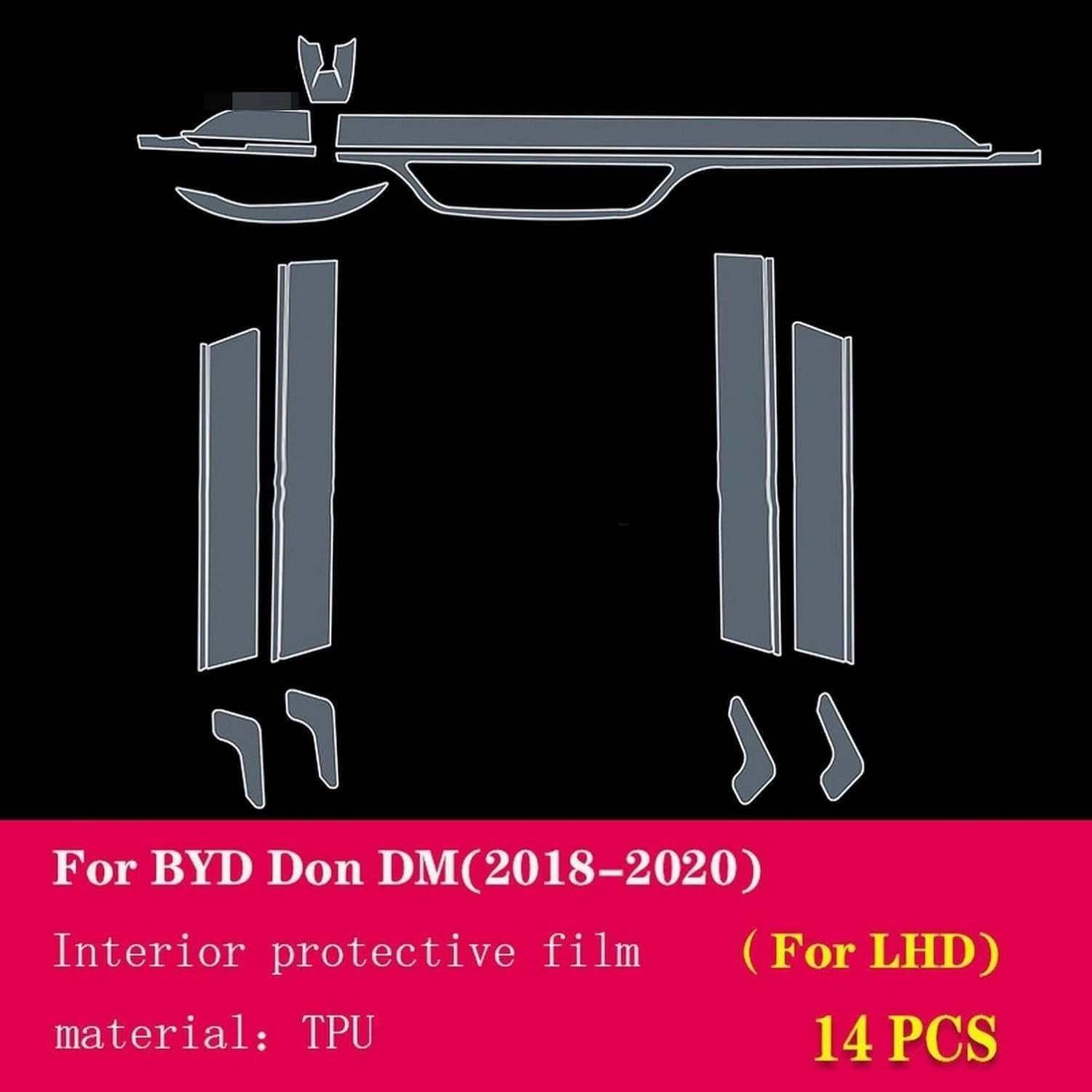 Car Interior Center Console Anti-Scratch TPU Transparent Protective Film Shift Position Piano,for BYD Don DM 2018-2020