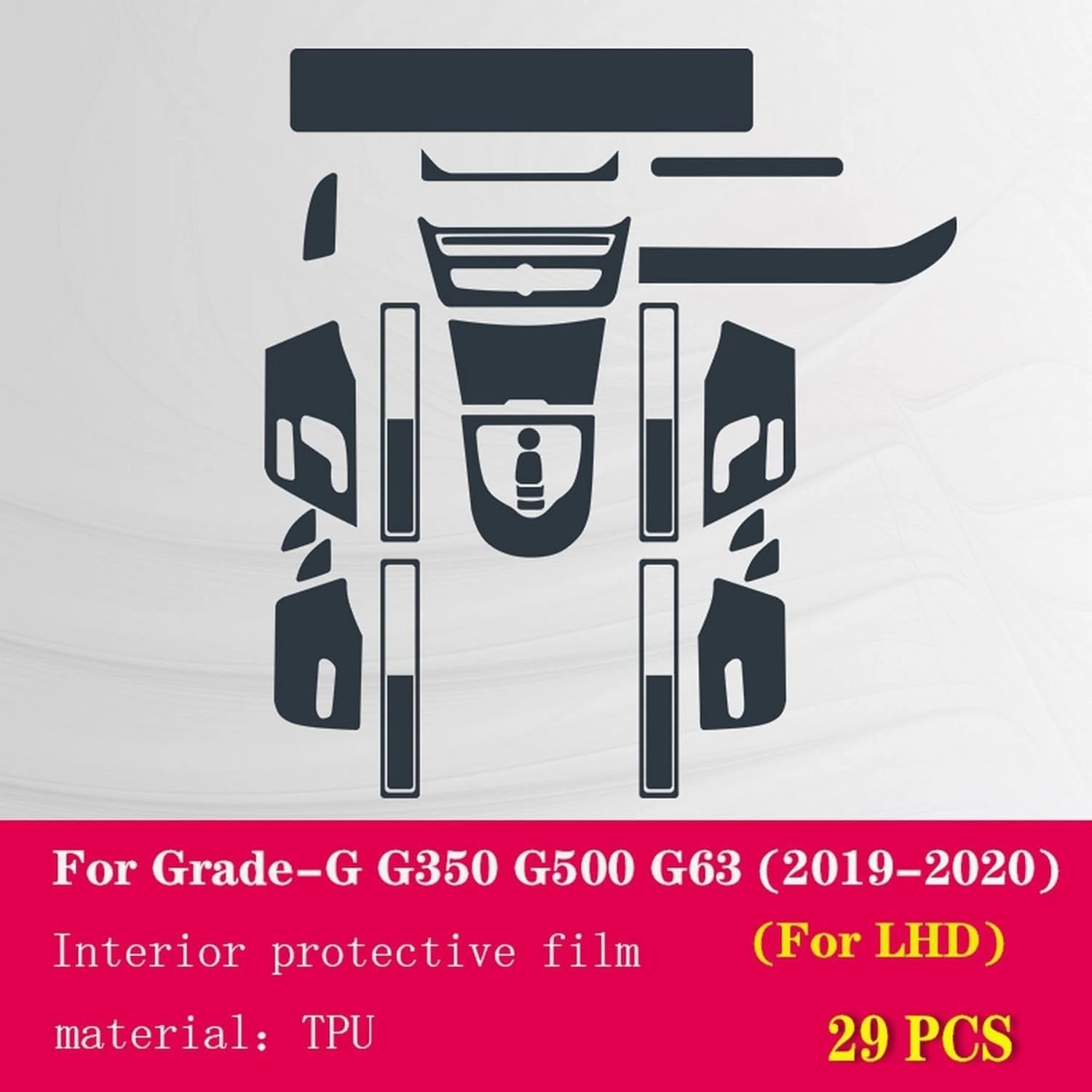 Car Interior Film Dashboard Piano Board Shift Center Console Anti-Scratch TPU PPF Film,for Mercedes Benz G-Class W463 2019-2023