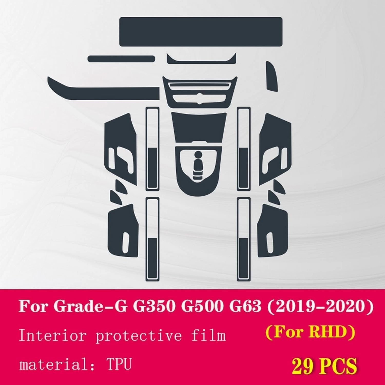 Car Interior Film Dashboard Piano Board Shift Center Console Anti-Scratch TPU PPF Film,for Mercedes Benz G-Class W463 2019-2023