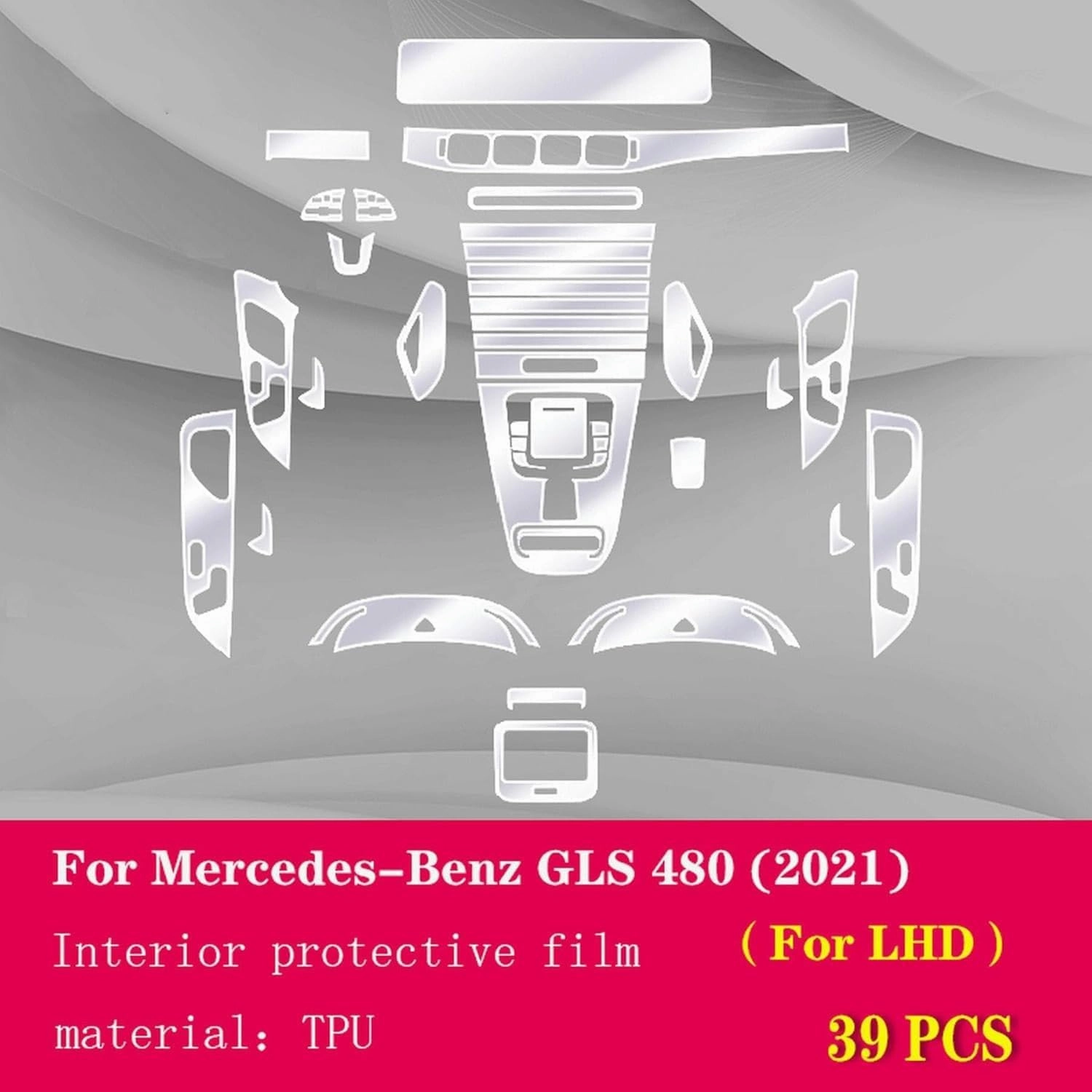 Car Interior Film Dashboard Piano Board Shift Center Console Anti-Scratch TPU PPF Film refit,for Mercedes Benz GLS X167 2021-2023