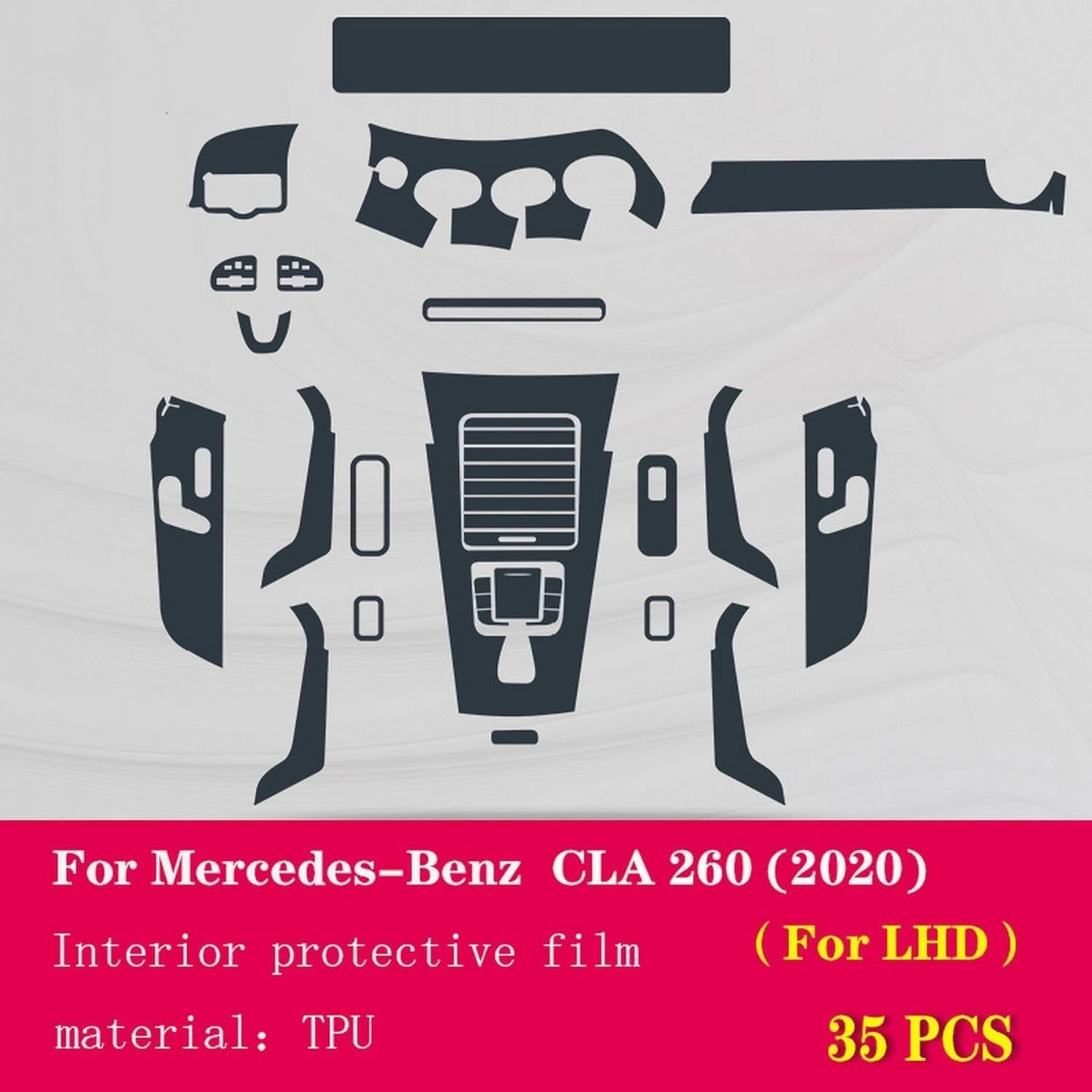 Car Interior Film Dashboard Piano Board Shift Center Console Anti-Scratch transparen TPU PPF Film,for Mercedes Benz CLA 2020-2023