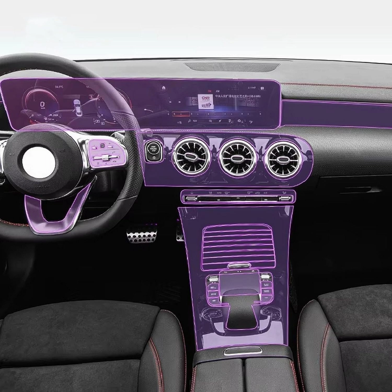 Car Interior Film Dashboard Piano Board Shift Center Console Anti-Scratch transparen TPU PPF Film,for Mercedes Benz CLA 2020-2023