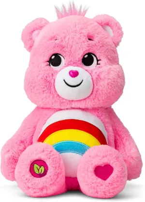 Care Bears 14" Cheer Bear Plushie - Medium Size - Pink Plushie for Ages 4  – Perfect Stuffed Animal Holiday, Birthday Gift, Super Soft and Cuddly – Good For Girls and Boys, Employees, Collectors