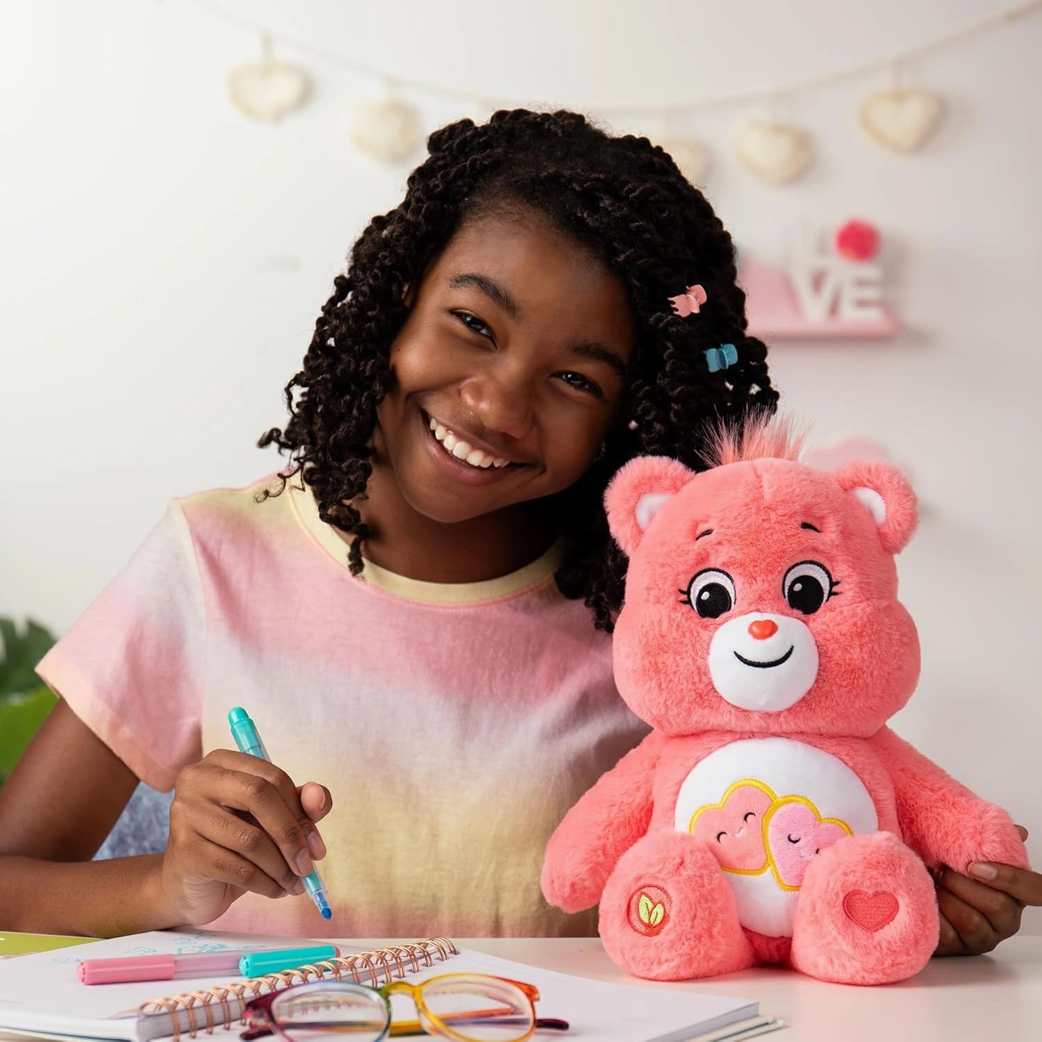 Care Bears 14" Love-A-Lot Bear Plushie - Medium Size - Pink Plush for Ages 4  – Perfect Stuffed Animal Holiday, Birthday Gift, Super Soft and Cuddly – Good For Girls and Boys, Collectors
