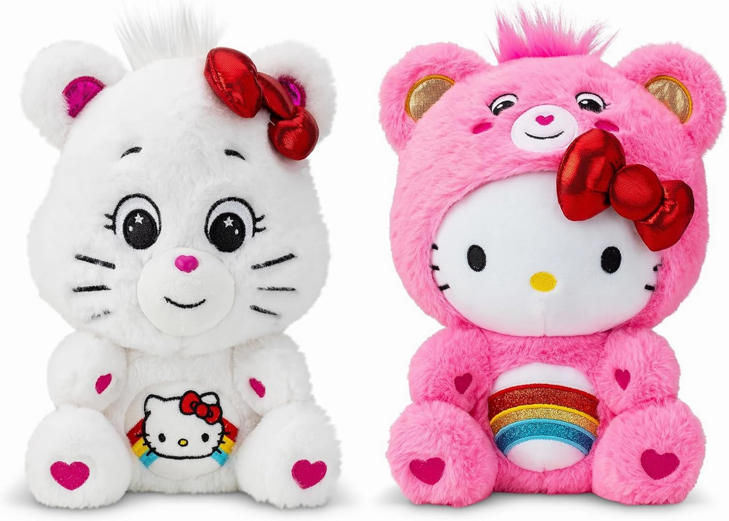 Care Bears Hello Kitty Loves Cheer Bear 10" Collectible Plush 2-Pack - Soft, Huggable Material!