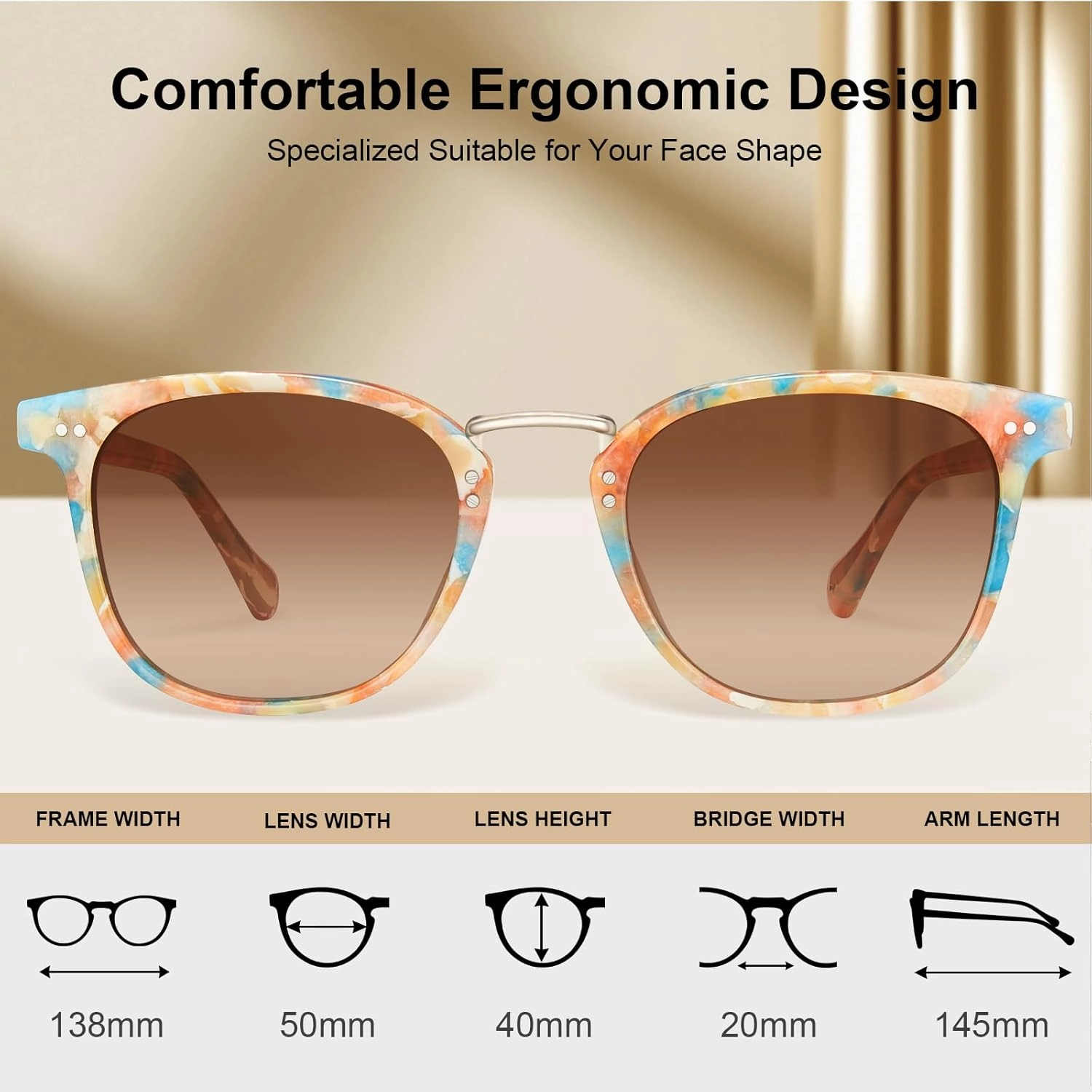 CARFIA Fashion Acetate Polarized Womens Sunglasses Small Face Retro Metal Bridge Sunnies CA5015