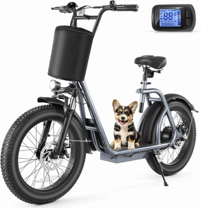 Caroma 819W Foldable Electric Scooter Adults, 20" Fat Tire Electric Bike with 500Wh Battery, Up to 30Miles & 20MPH, Adult Electric Bicycles for Commuting with Basket&Adjustable Seat