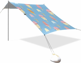 Cartoon Cute Blue Pink Ice Cream Designed UPF50  Protection Foldable Beach Canopy Lightweight Outdoor Sun Shade with Sand Shovel for Camping, Picnics, Backyard toldo para Playa