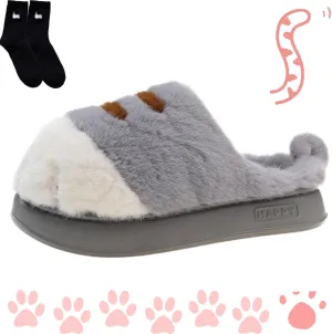 Cat Paw Slippers, Cute Funny 3D Cat Feet Slippers, Cozy Fuzzy Cat Paw Slippers for Women, Warm Winter Cat Paws Slippers