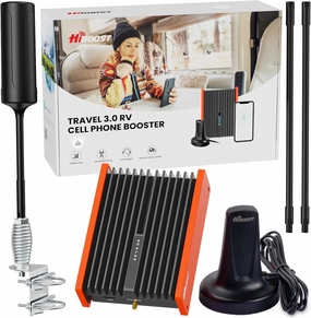 Cell Phone Signal Booster for RV | Travel 3.0 RV Booster Kit Boosts | 4G & 5G LTE | Camper Vehicle Mobile Cellular Signal Amplifier For All U.S.Carriers Verizon,AT&T,T-Mobile More,FCC Approved