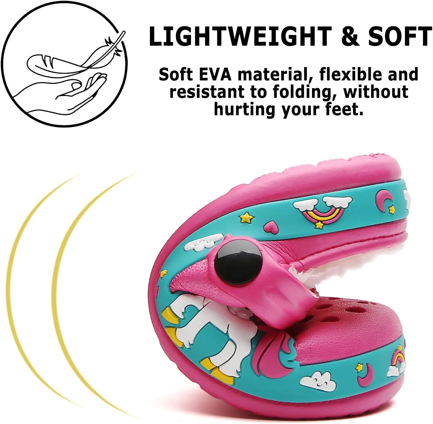CERYTHRINA Kids Fur Lined Garden Clogs: Cartoon Sandals - Fleece Winter Warm House Slippers for Boys Girls Toddler