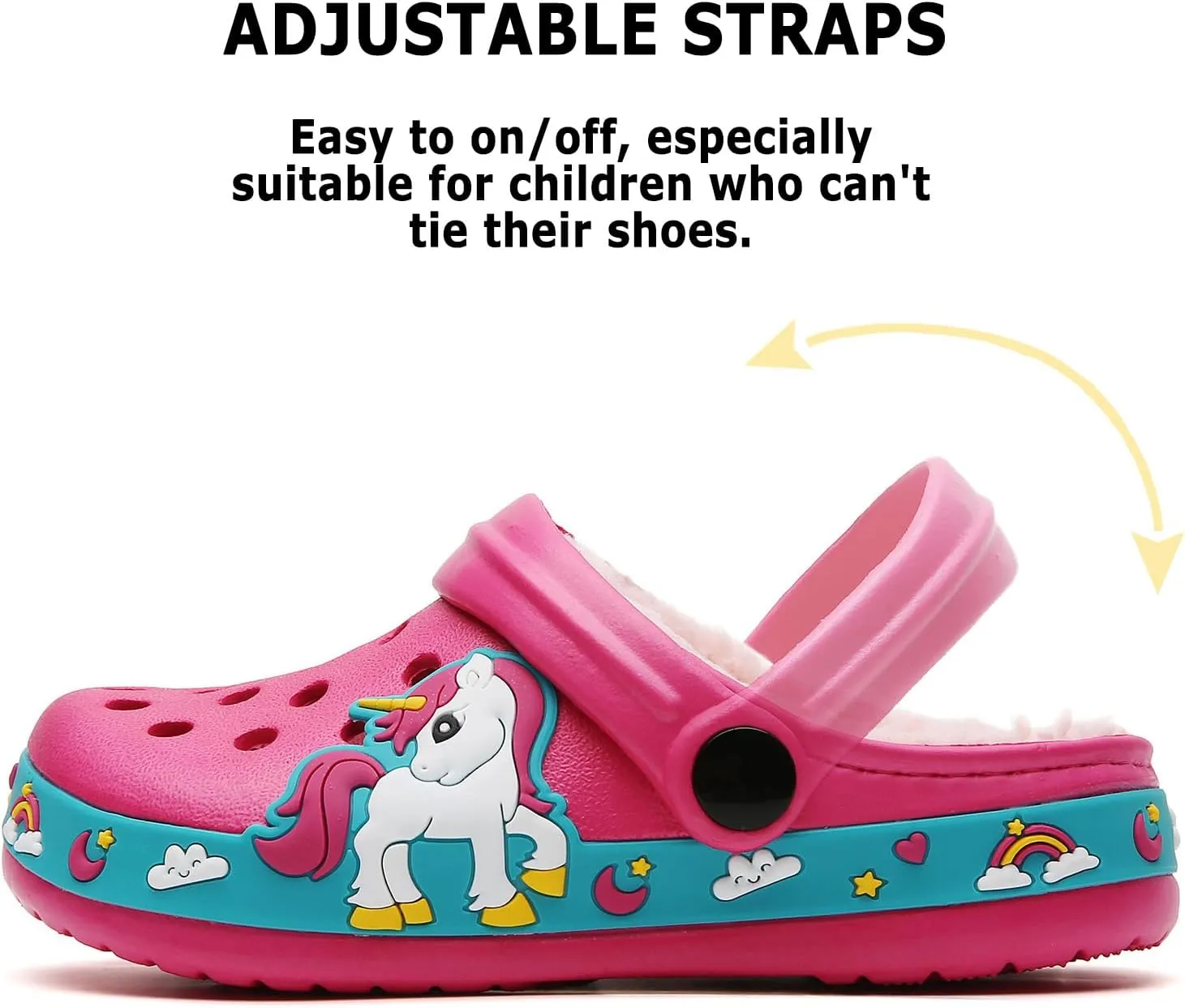 CERYTHRINA Kids Fur Lined Garden Clogs: Cartoon Sandals - Fleece Winter Warm House Slippers for Boys Girls Toddler