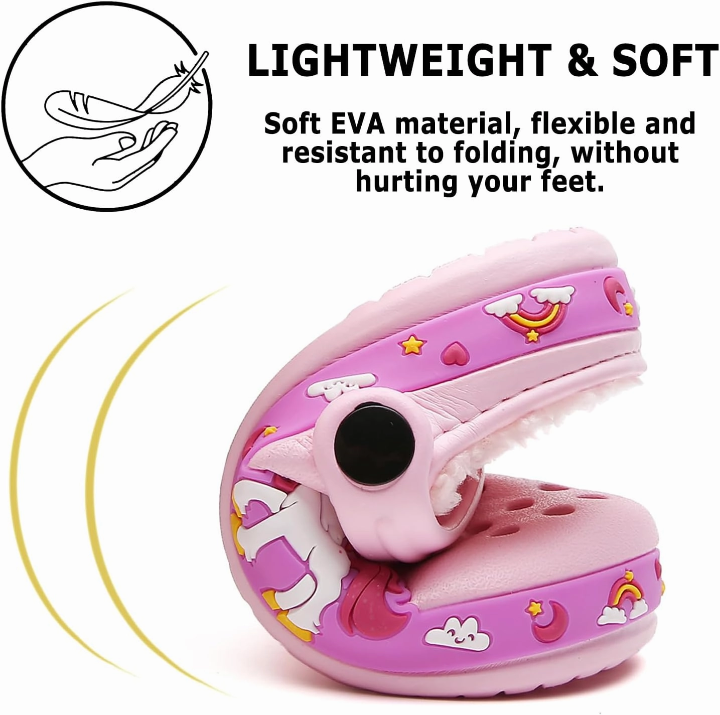 CERYTHRINA Kids Fur Lined Garden Clogs: Cartoon Sandals - Fleece Winter Warm House Slippers for Boys Girls Toddler