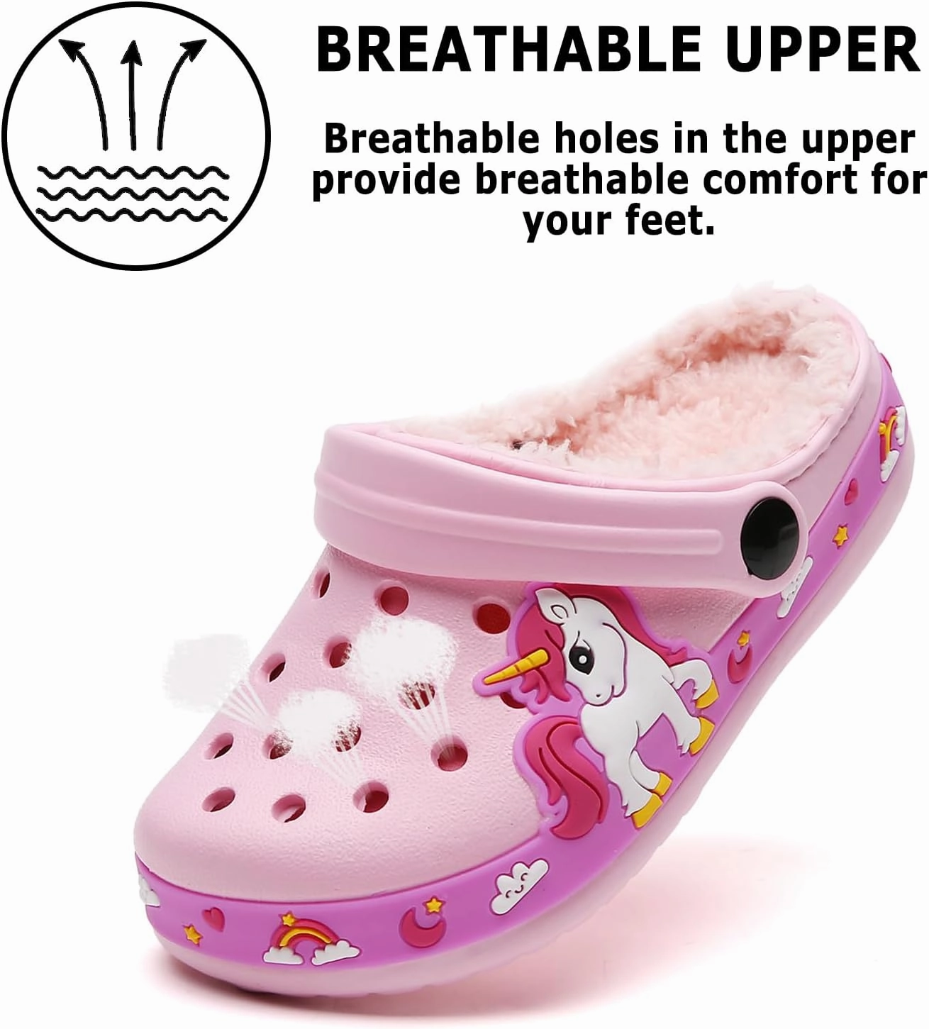 CERYTHRINA Kids Fur Lined Garden Clogs: Cartoon Sandals - Fleece Winter Warm House Slippers for Boys Girls Toddler