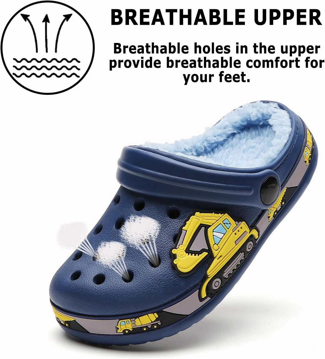 CERYTHRINA Kids Fur Lined Garden Clogs: Cartoon Sandals - Fleece Winter Warm House Slippers for Boys Girls Toddler