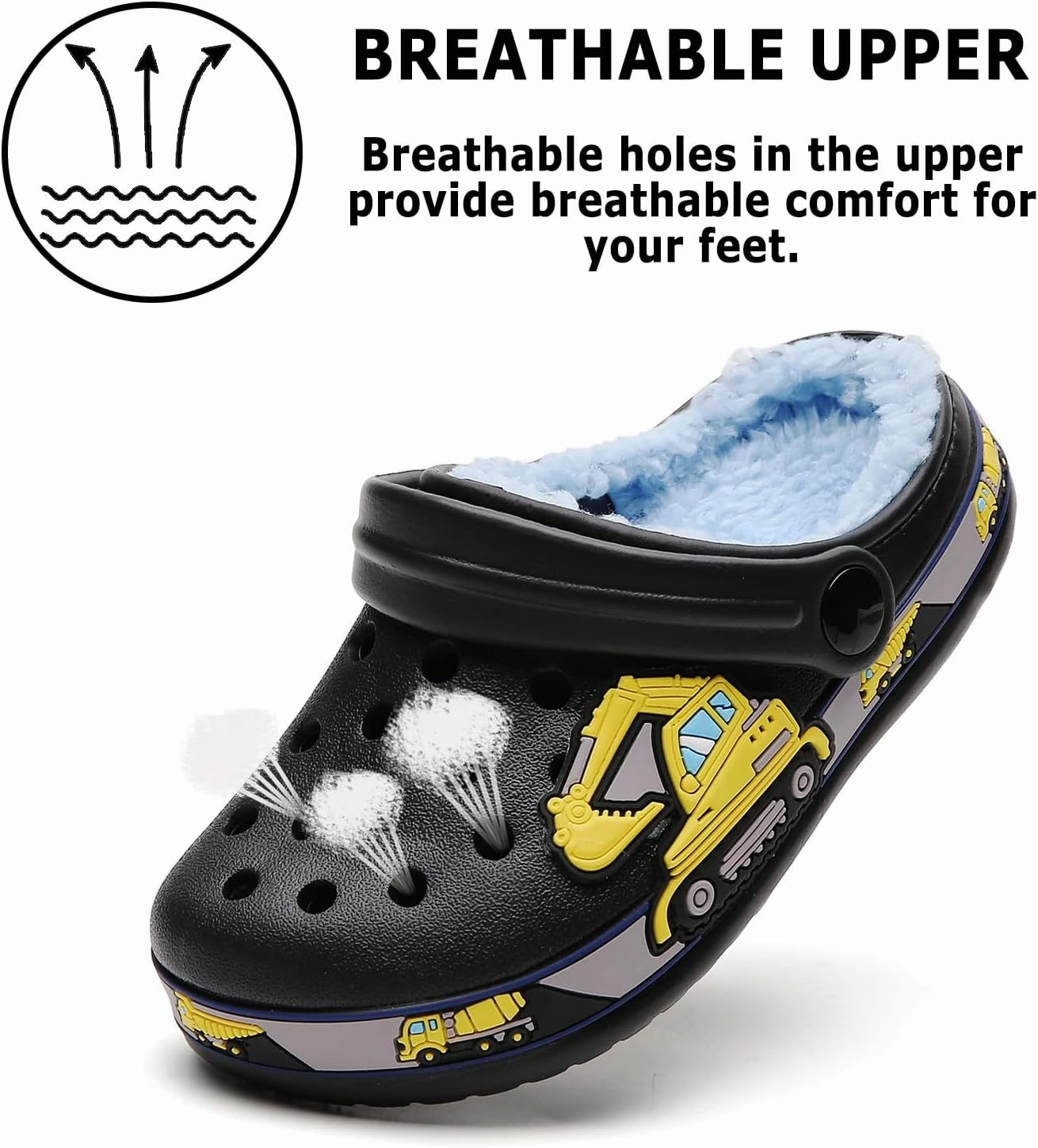 CERYTHRINA Kids Fur Lined Garden Clogs: Cartoon Sandals - Fleece Winter Warm House Slippers for Boys Girls Toddler