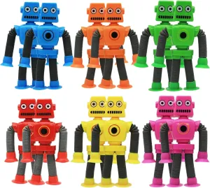 Changing Shape Robot Toy, Suction Cup Toys,Autism Sensory TelescopicPop Tubes Fidget Toys,Parties Birthdays, Easter, Valentine's Day TravelParty Game. (Multicolor 12pcs)