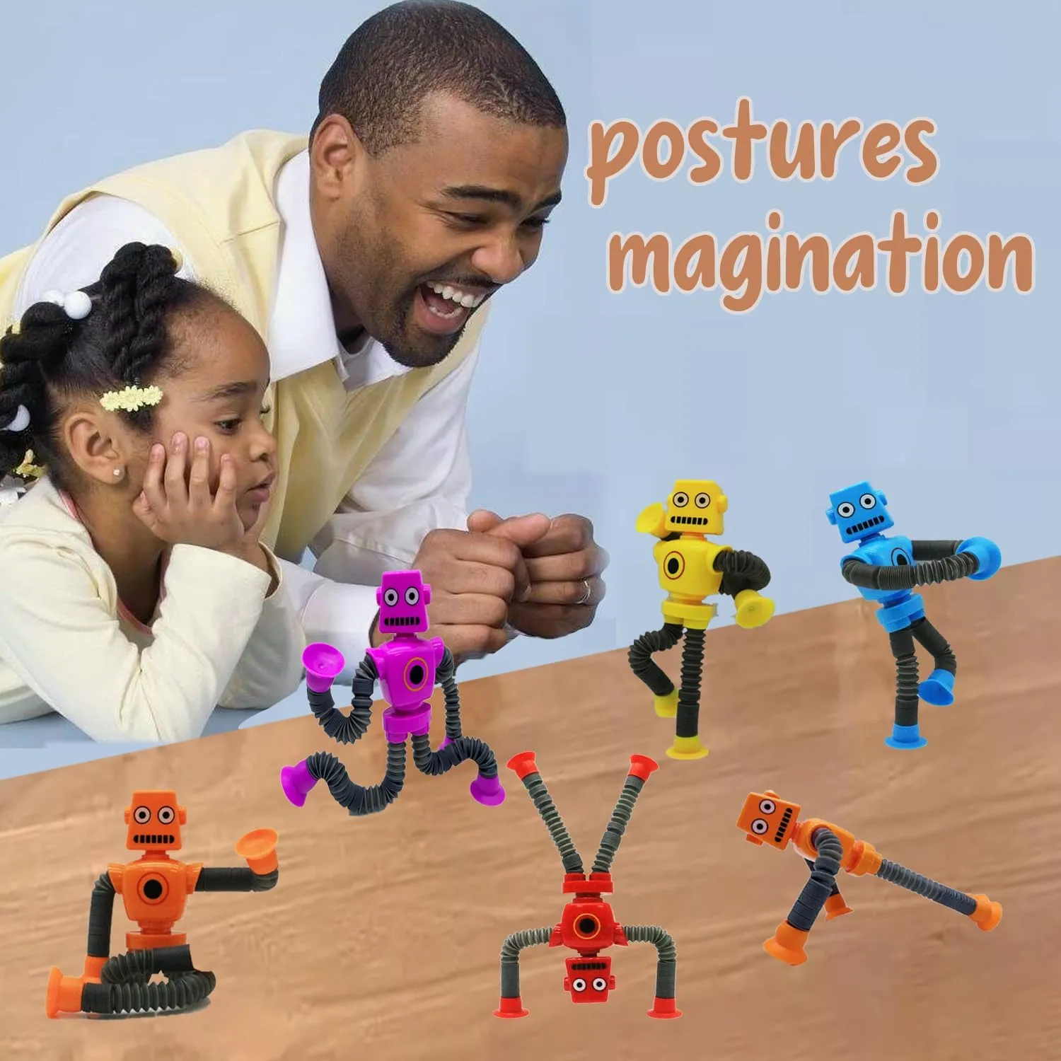 Changing Shape Robot Toy, Suction Cup Toys,Autism Sensory TelescopicPop Tubes Fidget Toys,Parties Birthdays, Easter, Valentine's Day TravelParty Game. (Multicolor 12pcs)