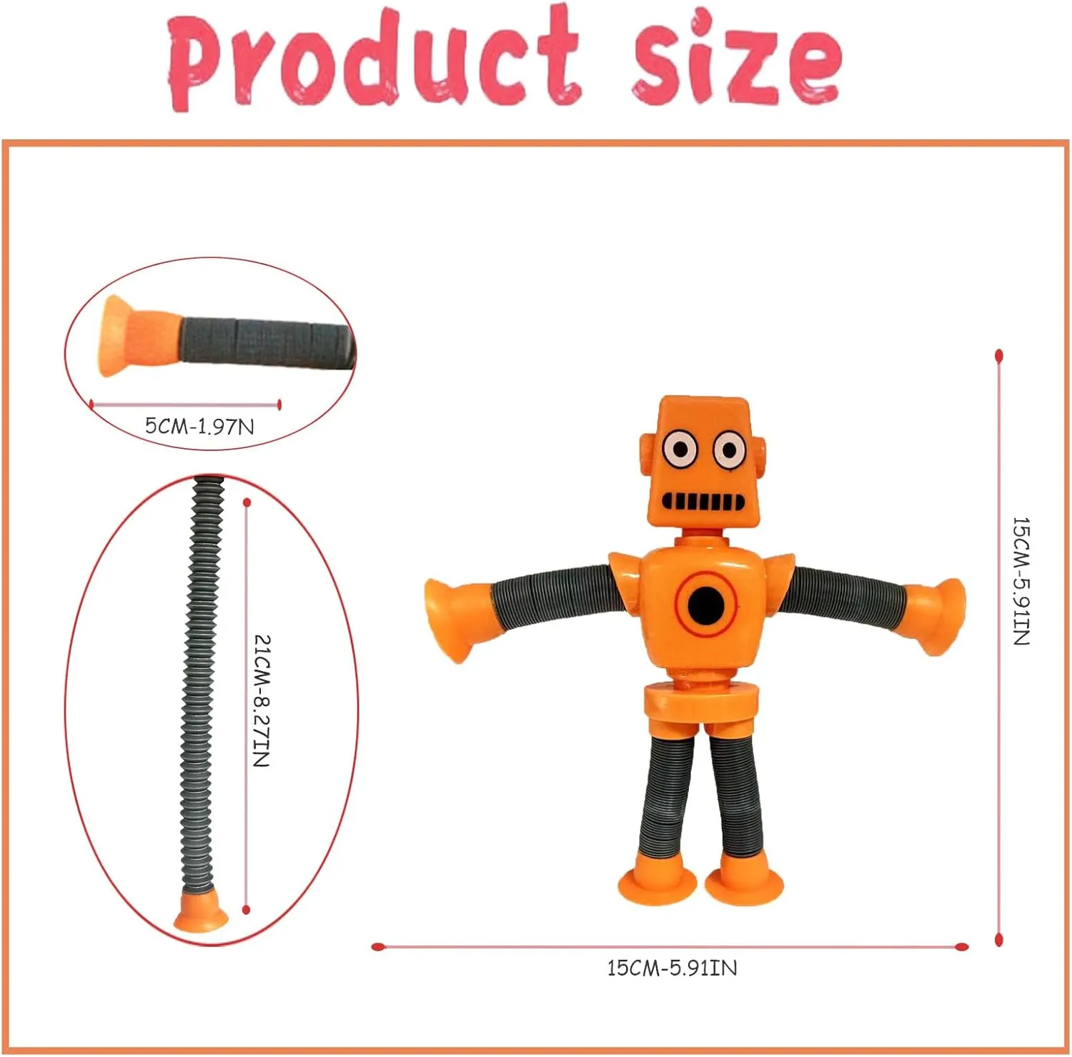 Changing Shape Robot Toy, Suction Cup Toys,Autism Sensory TelescopicPop Tubes Fidget Toys,Parties Birthdays, Easter, Valentine's Day TravelParty Game. (Multicolor 12pcs)