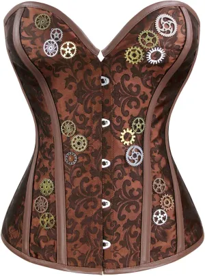 Charmian Women's Steampunk Gothic Jacquard Overbust Corset Waist Cincher Bustier