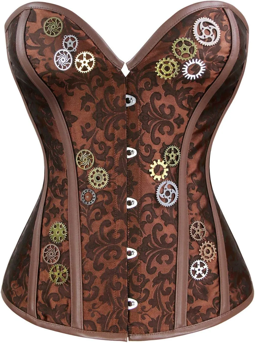 Charmian Women's Steampunk Gothic Jacquard Overbust Corset Waist Cincher Bustier