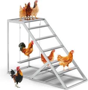 Chicken Perch Swing for Coop – Wooden Hanging Roosting Bar & Climbing | Chicken Perch for Hens & Chicks | Chicken Coop Accessories for Exercise, Pecking & Balance Training,Grey
