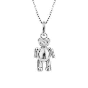 Children's Diamond Silver Teddy Bear Necklace