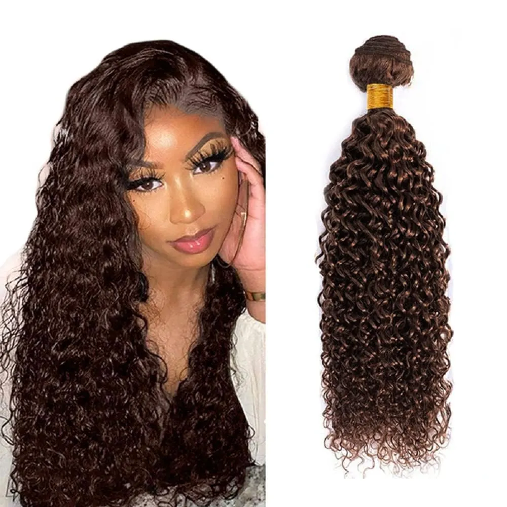 Chocolate Brown 4# Human Hair Bundles 08 10 12 Inch Jerry Curly Bundles Human Hair Unprocessed Brazilian Virgin Hair Quick Weave for Black Women