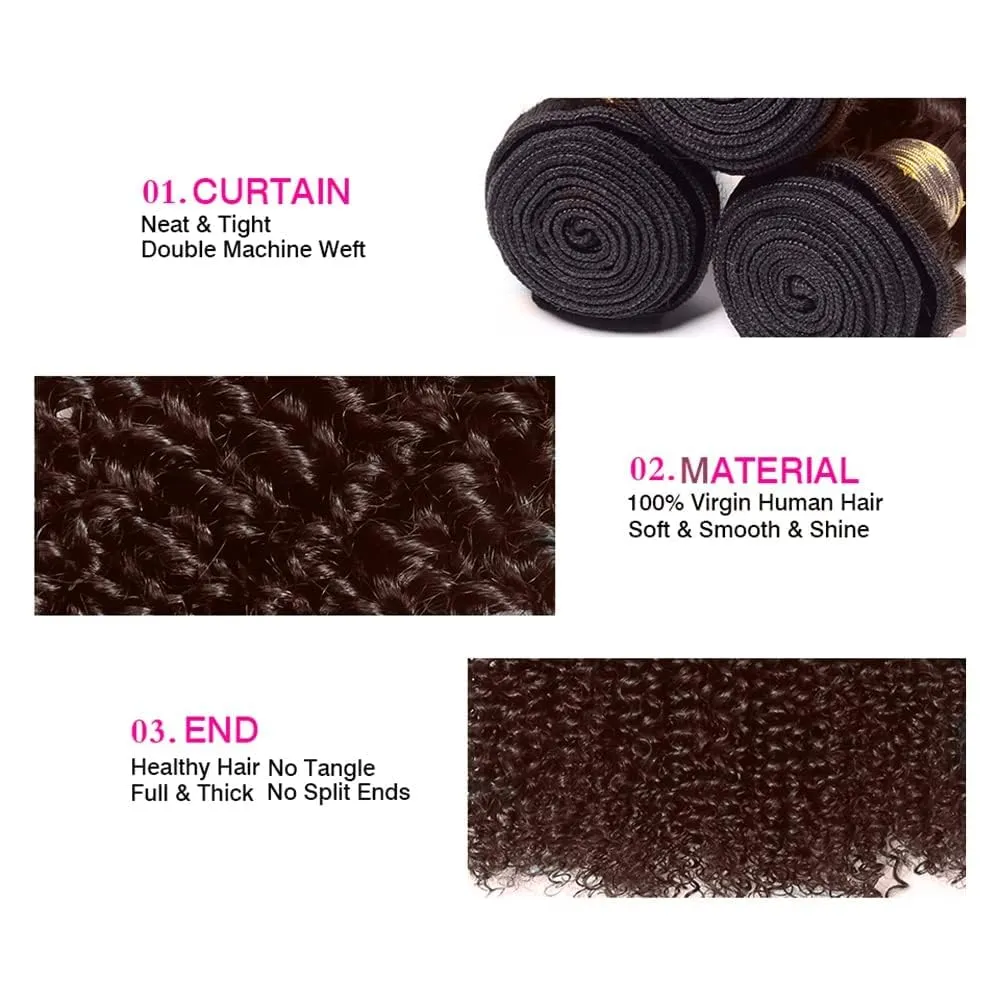 Chocolate Brown 4# Human Hair Bundles 08 10 12 Inch Jerry Curly Bundles Human Hair Unprocessed Brazilian Virgin Hair Quick Weave for Black Women