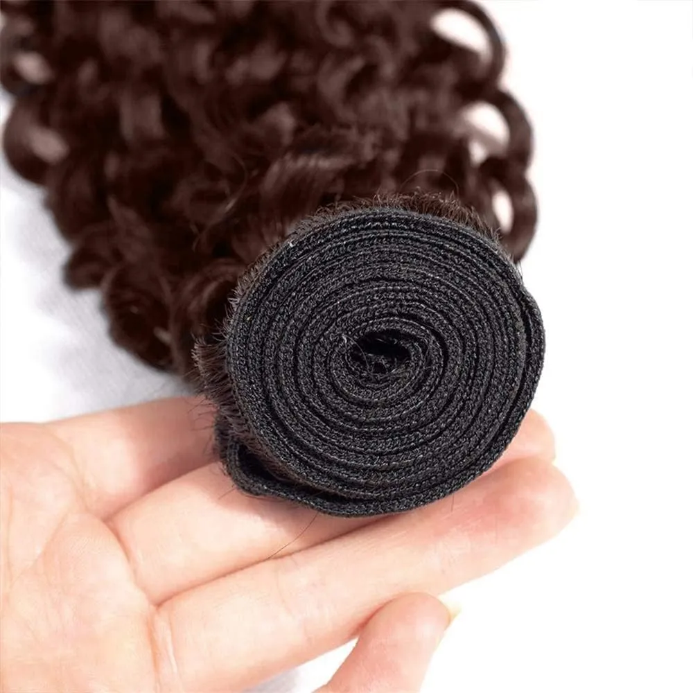 Chocolate Brown 4# Human Hair Bundles 08 10 12 Inch Jerry Curly Bundles Human Hair Unprocessed Brazilian Virgin Hair Quick Weave for Black Women