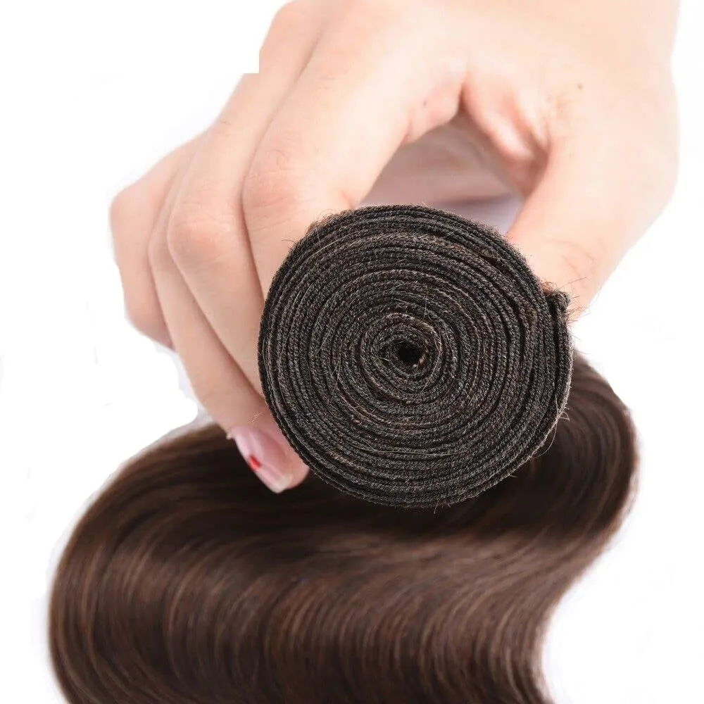 Chocolate Brown 4# Human Hair Bundles 16 18 20 Inch Body Wave Bundles Human Hair Unprocessed Brazilian Virgin Hair Quick Weave for Black Women