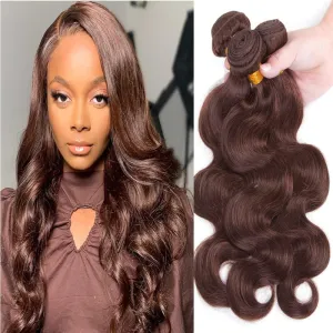Chocolate Brown 4# Human Hair Bundles 16 18 20 Inch Body Wave Bundles Human Hair Unprocessed Brazilian Virgin Hair Quick Weave for Black Women