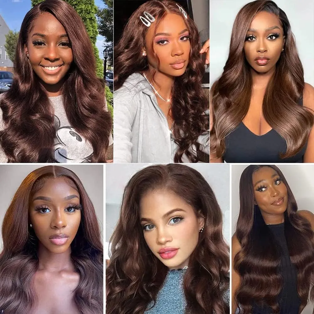 Chocolate Brown 4# Human Hair Bundles 16 18 20 Inch Body Wave Bundles Human Hair Unprocessed Brazilian Virgin Hair Quick Weave for Black Women