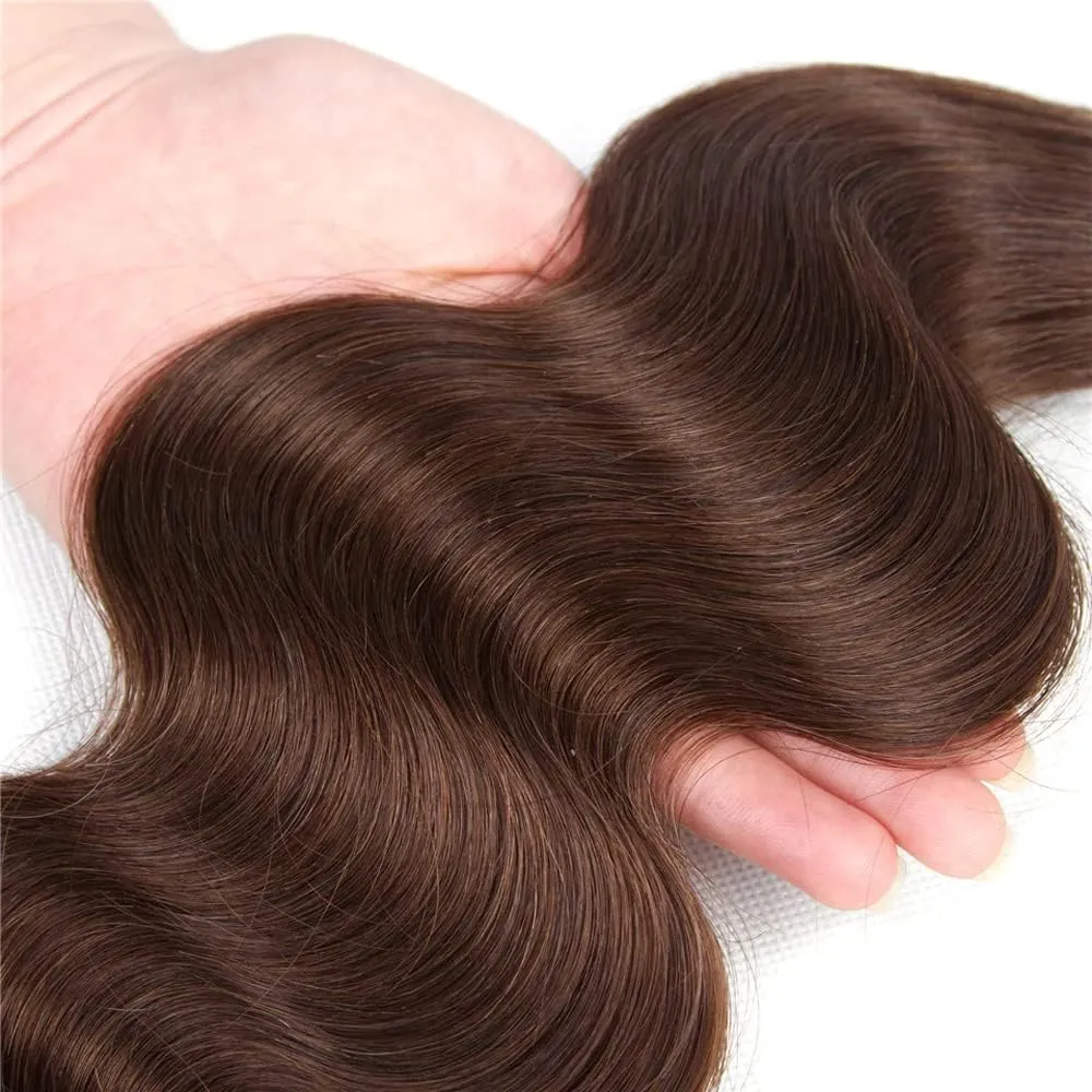 Chocolate Brown 4# Human Hair Bundles 16 18 20 Inch Body Wave Bundles Human Hair Unprocessed Brazilian Virgin Hair Quick Weave for Black Women