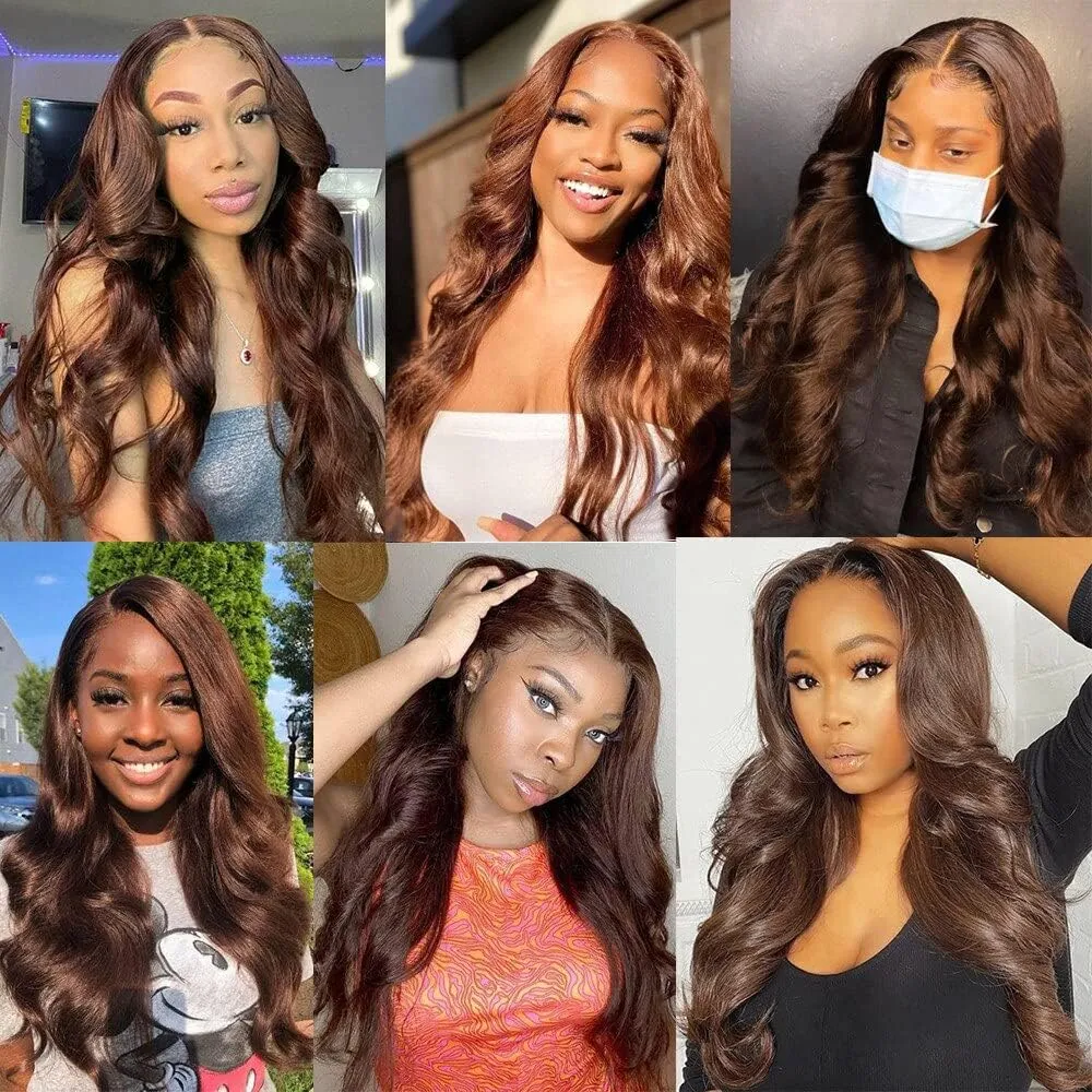 Chocolate Brown 4# Human Hair Bundles 16 18 20 Inch Body Wave Bundles Human Hair Unprocessed Brazilian Virgin Hair Quick Weave for Black Women