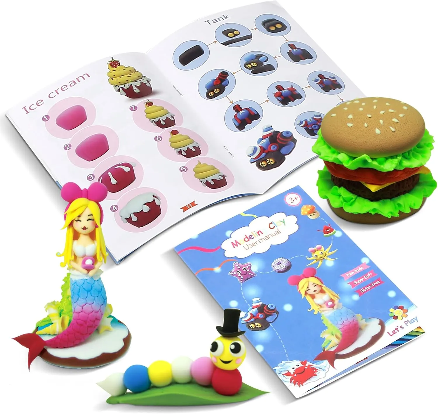 CiaraQ Modeling Clay Kit - 64 Colors Air Dry Clay with Sculpting Tools, Ideal for Crafting, DIY Projects. Easter/Halloween/Christmas Gifts.