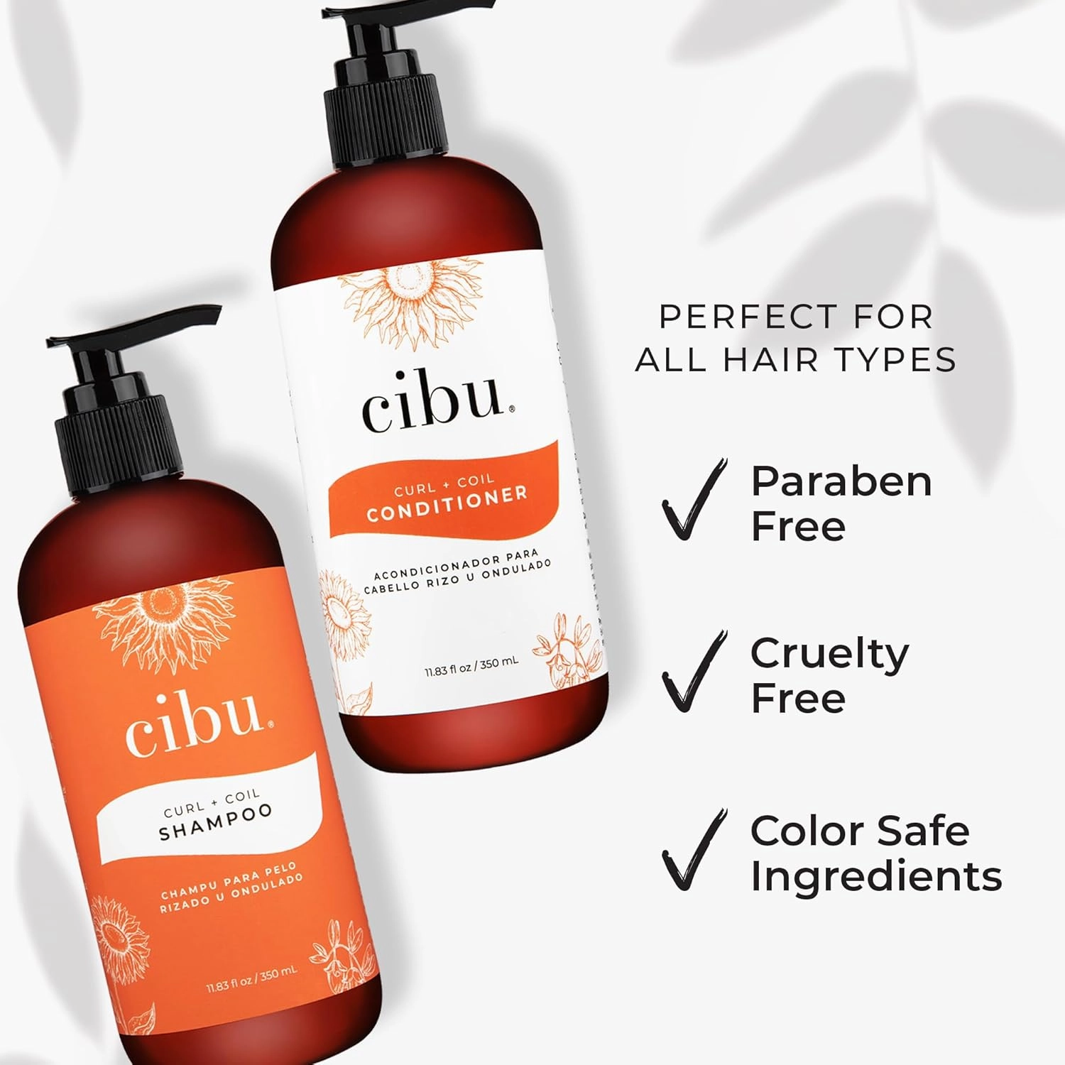 Cibu Curl   Coil Shampoo and Conditioner Bundle 90004 Cleanses, Hydrates, Revitalizes, Detangles & Preserves Natural Curl   Coil for Frizz-Free Smooth Manageable Hair - Sulfate-Free 11.83oz Pack of 2