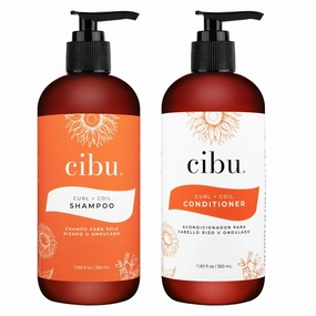 Cibu Curl   Coil Shampoo and Conditioner Bundle 90004 Cleanses, Hydrates, Revitalizes, Detangles & Preserves Natural Curl   Coil for Frizz-Free Smooth Manageable Hair - Sulfate-Free 11.83oz Pack of 2
