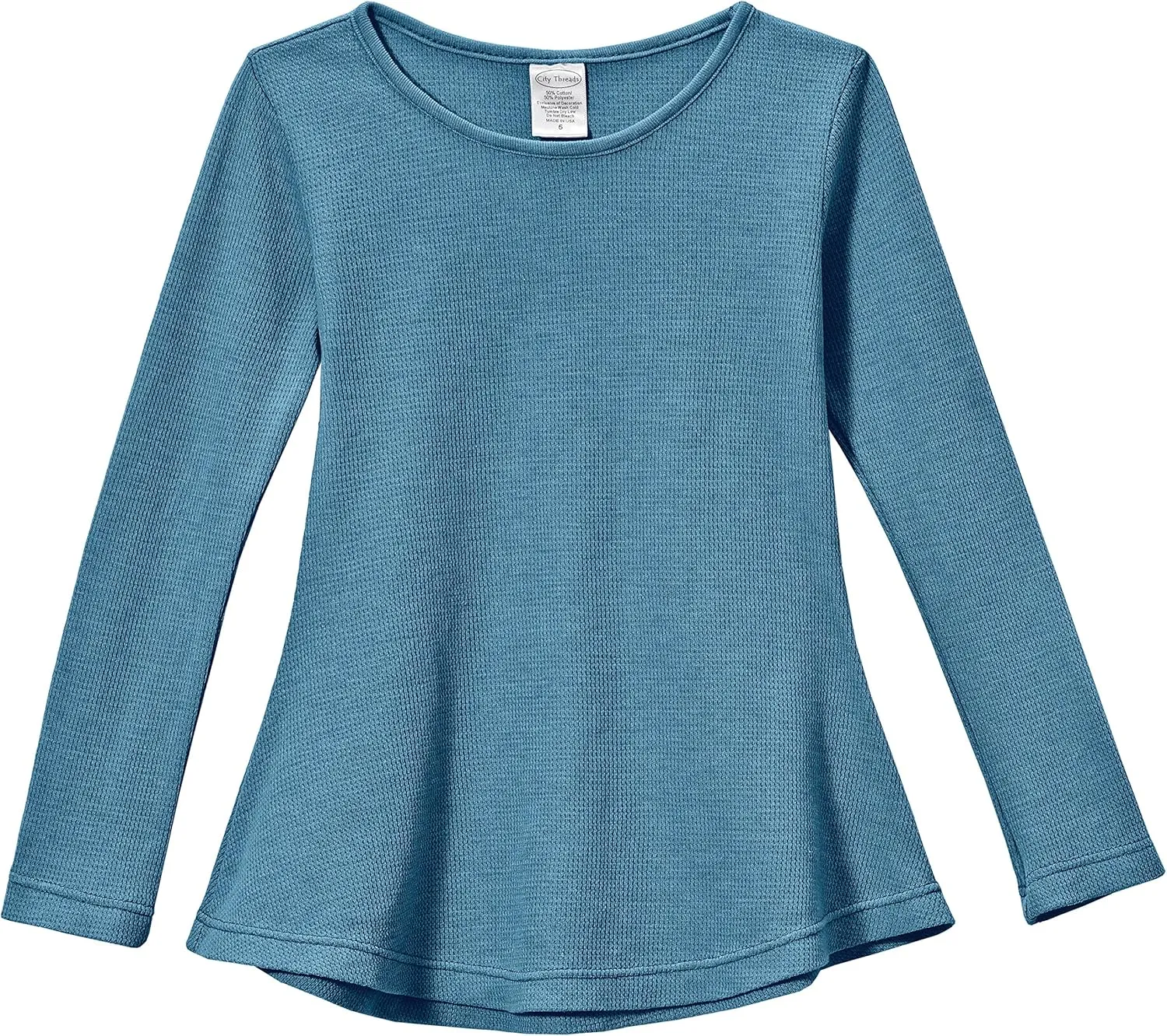 City Threads Girls Thermal Long Sleeve Tunic Shirt for School & Play, Made in USA
