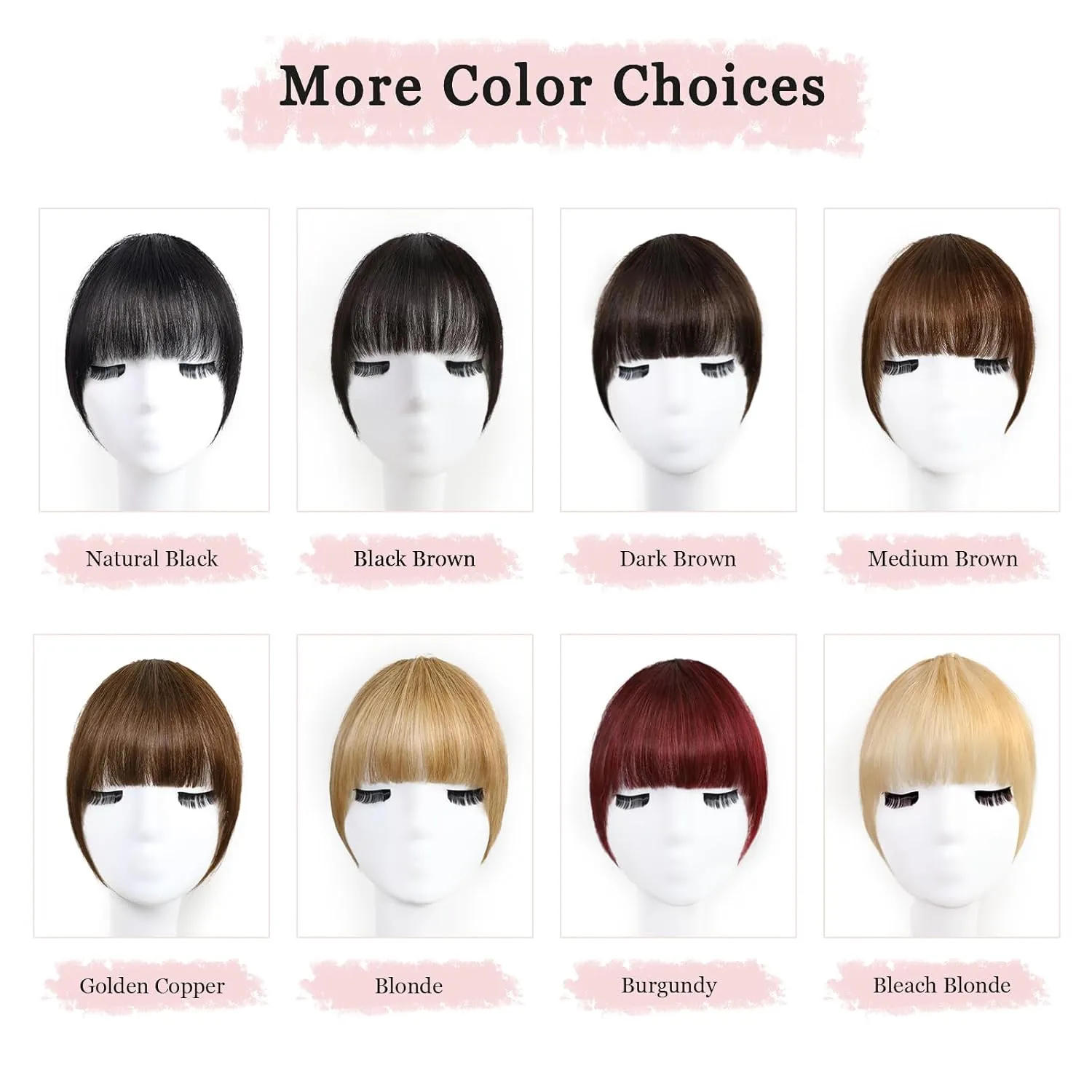 Clip in Bangs 100% Real Human Hair Extensions Invisible Fake Curtain Curved French Fringe Bang with Temples Faux Natural Clips on Hairpieces for Women Girls Party Daily Use Dark Brown