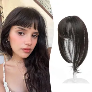 Clip in Bangs 360° Fake Bangs Hair French Bangs Black Brown Hair Bangs Toppers for Women Wispy Bangs with Hairpieces Clip in Bangs for Daily Wear