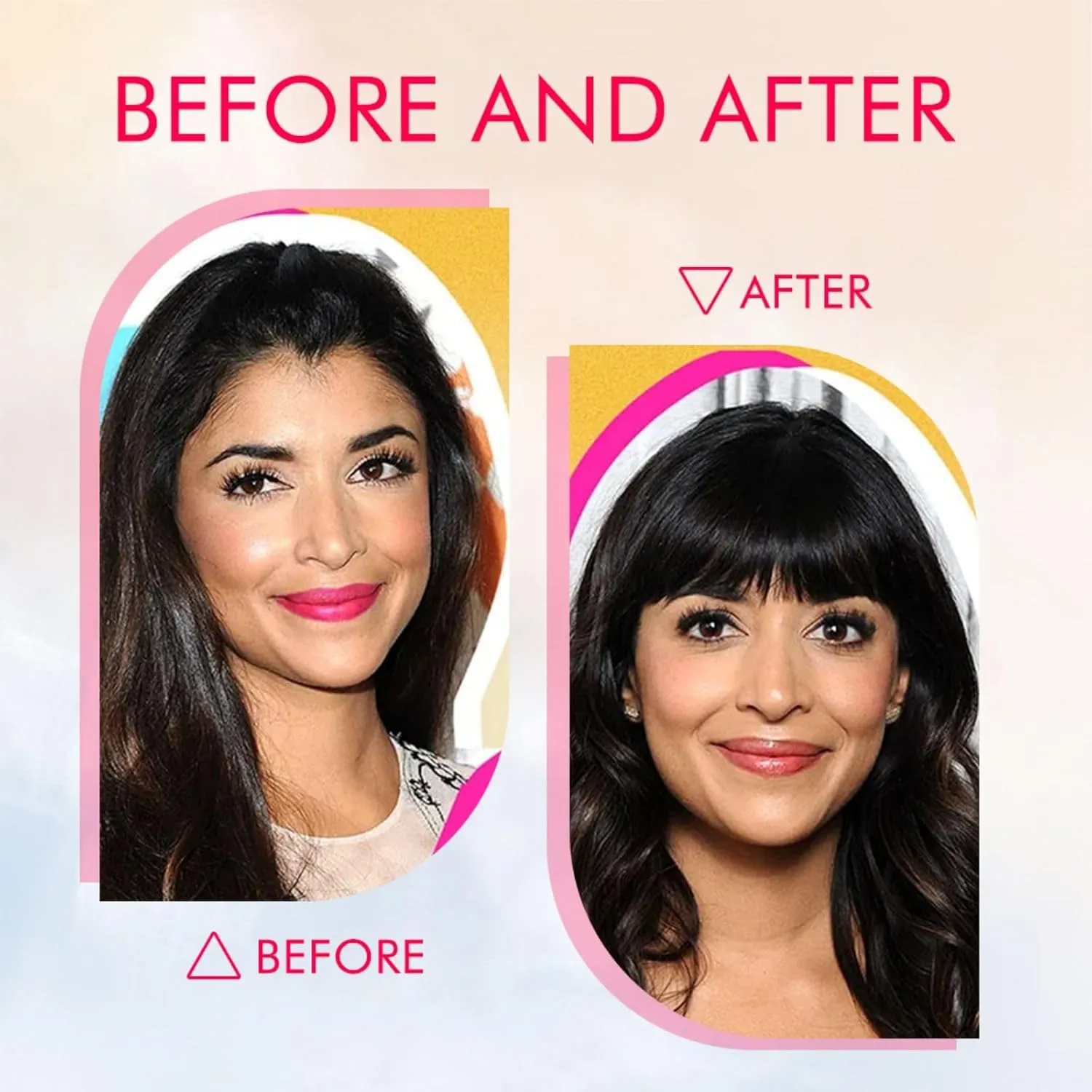 Clip in French Bangs - Real Human Hair, Burgundy, Curved Bangs for Daily Wear