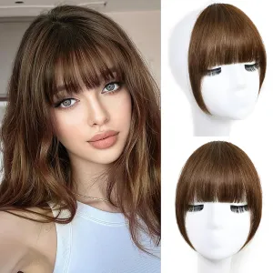 Clip on Bangs for Women 100% Real Human Hair Extensions Fake Natural Front Hairpieces Invisible Faux Clips in Curtain Wispy Bang with Temples for Womens Girls Party Daily Use Golden Copper