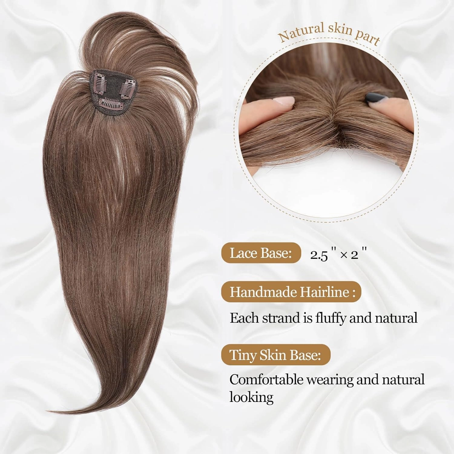 Clip in Bangs, 360° Cover Bangs Hair Clip 16 inch Brown Fake Bangs Hair Clip in Hair Extensions, Clip on Bangs for Women Clip in Hairpieces for Daily Wear